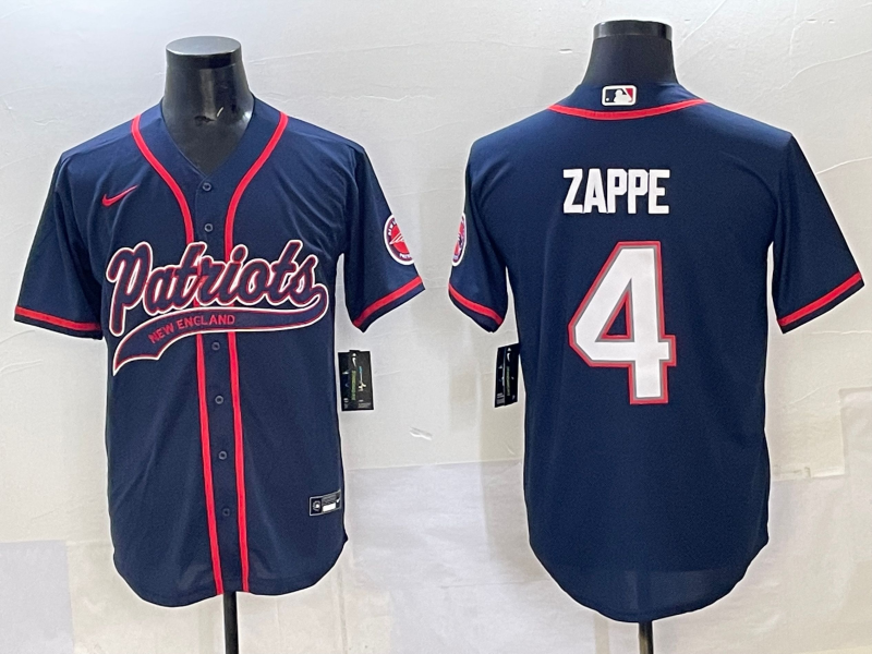 Men 2025 New England Patriots #4 Zappe blue Nike NFL jersey style 2